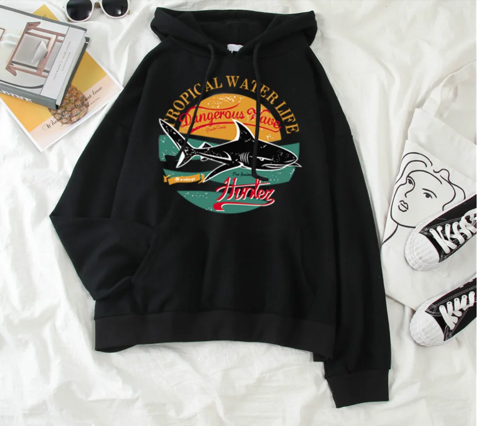 

Spring and autumn new loose thin long-sleeved hooded sweater