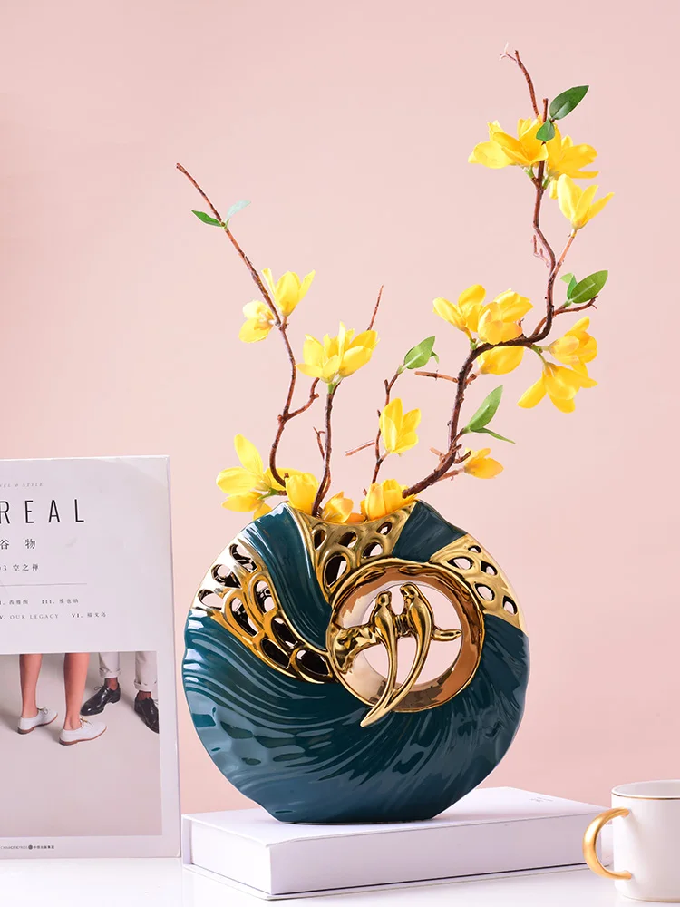 

European light luxury vase ornaments home living room TV cabinet flower vase Modern Creative Desktop dry flower vase