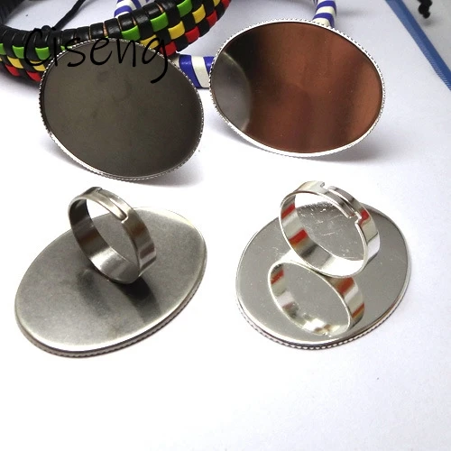 

10pcs Adjustable Rings Settings Teeth Bordering Bottom Ring Base Tray Bezel Fit 30x40mm Glass Cabochon DIY Finger Rings Findings