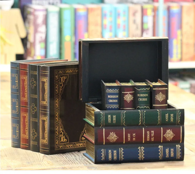 Коробка для хранения в европейском стиле ретро коробка форме книги деревянная