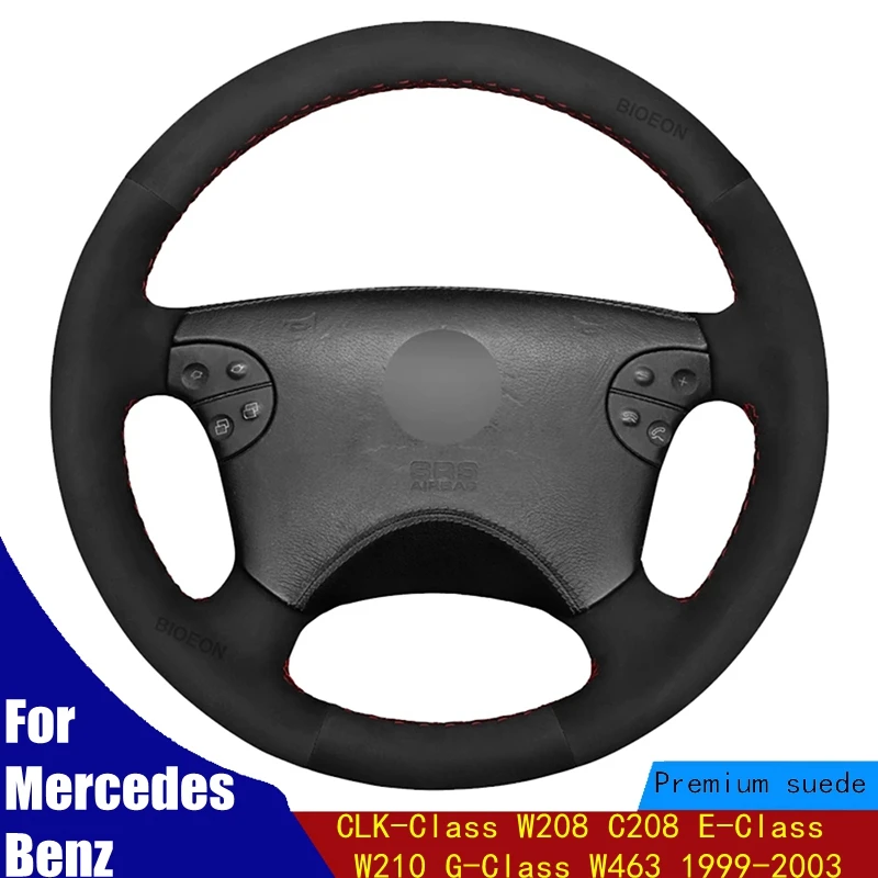 

Car Steering Wheel Cover Holster Suede For Mercedes Benz CLK-Class W208 C208 E-Class W210 G-Class W463 1999-2003 Braid