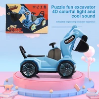 1pcs childrens electric universal excavator cartoon light music engineering car play vehicles models 3 6 years old toy car gift