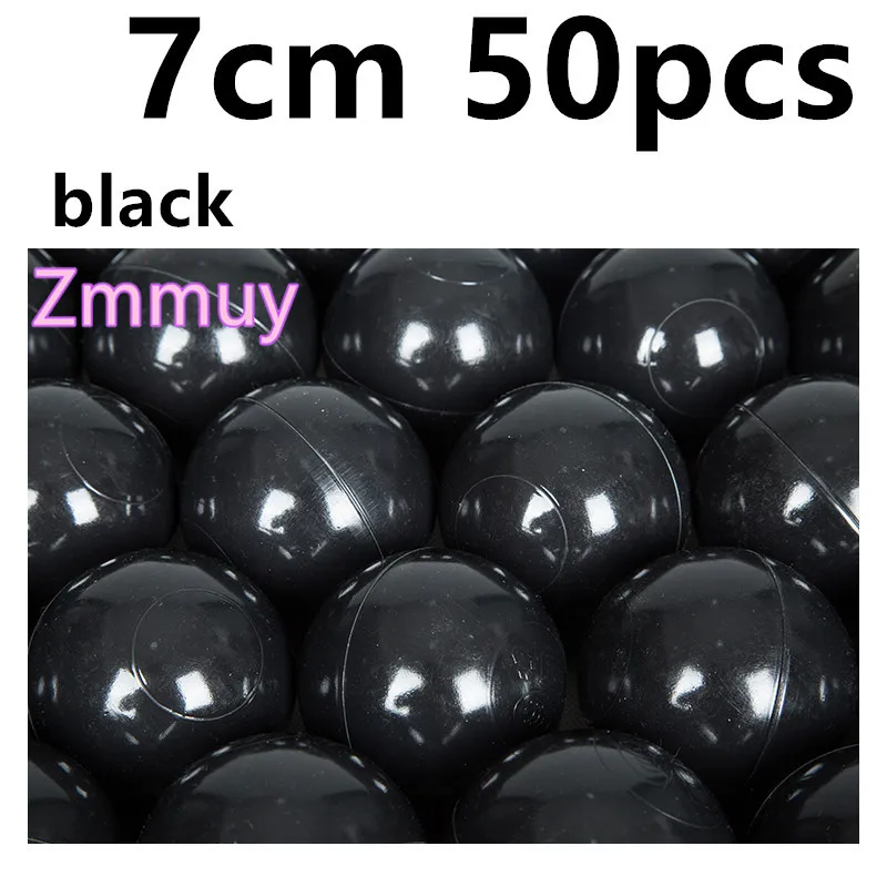 7cm black 50 pcs 50 шт., 7 см, рождественский подарок, красочный шар, мягкий пластик, Океанский шар, забавный, для маленьких детей, для девочек и мальчиков, плавающая игрушка, бассейн, океан, волнистый шар - Цвет: 7cm black 50 pcs