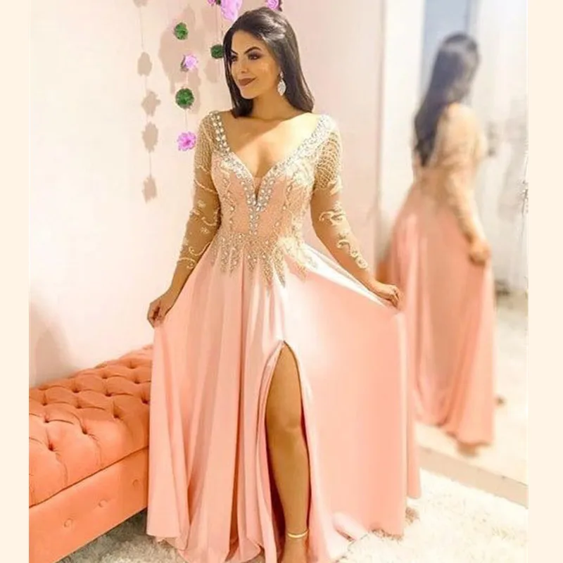 

CH0019Long Suknia ślubna Vestidos Satin Wedding Dress Robe De Soiree Longue Formal Simple Vestido De Novia Bride To Be