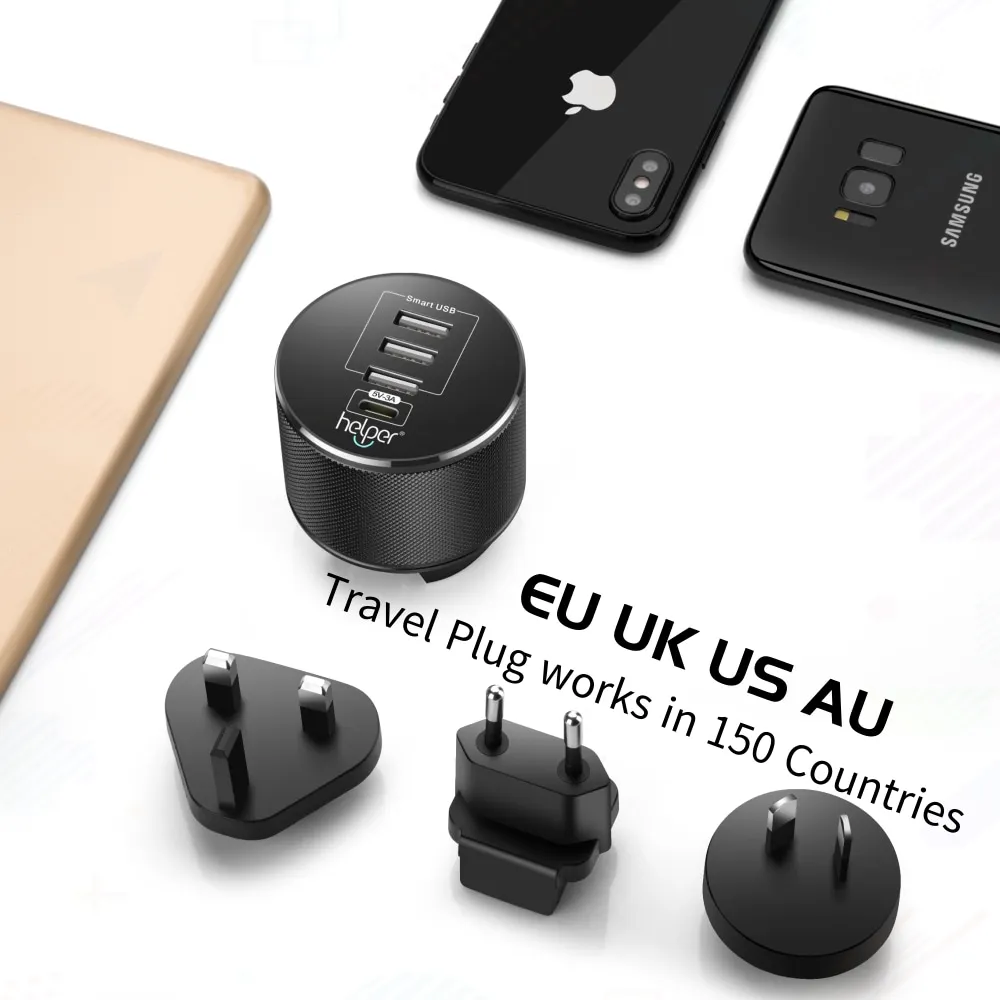 usb c 4 port usb charger with eu uk au travel plug for iphone android like galaxy s6 s7 s9 iphone 6s 7 plus xiaomi and more free global shipping