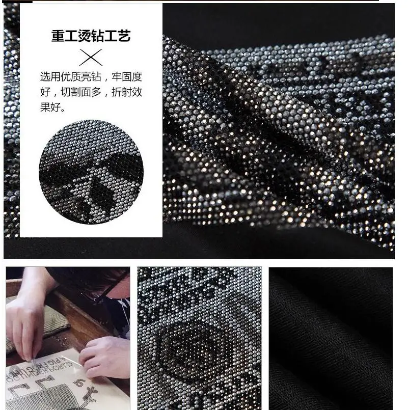 europe style t shirt men brand clothing high quality pure cotton male t shirt diamonds tshirt men tee shirts man hot drill t free global shipping