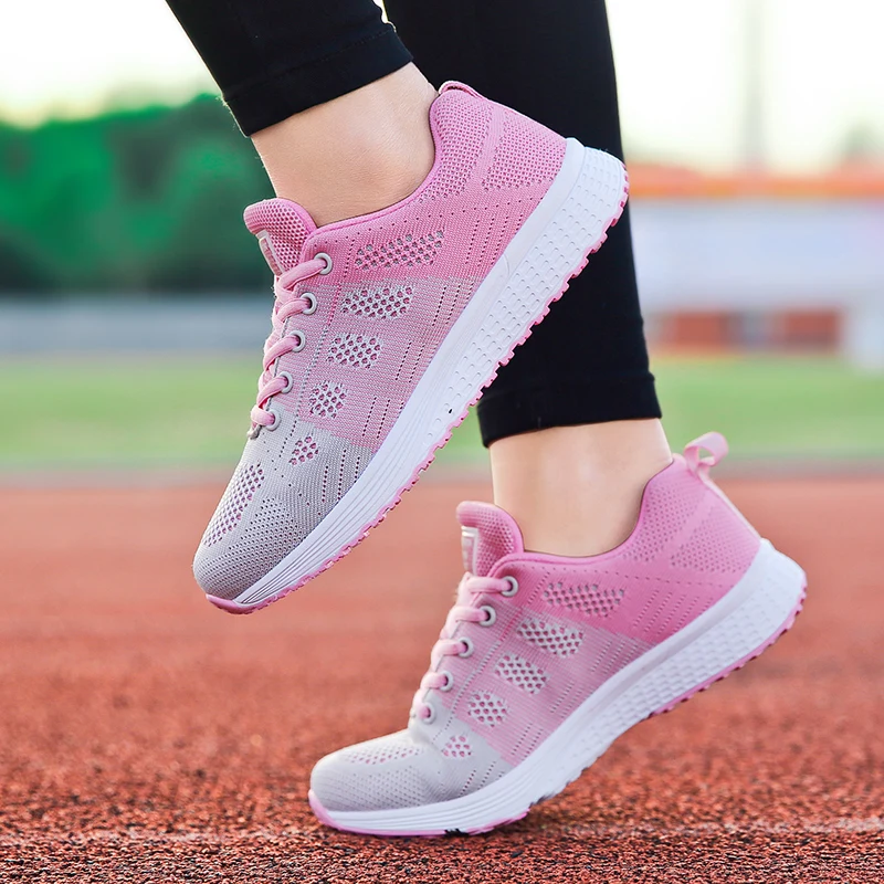 Light Female Sneakers Women Running Shoes Lace-Up Breathable Mesh Casual Sport Walking Shoe Black Ladies Summer Zapatillas Mujer