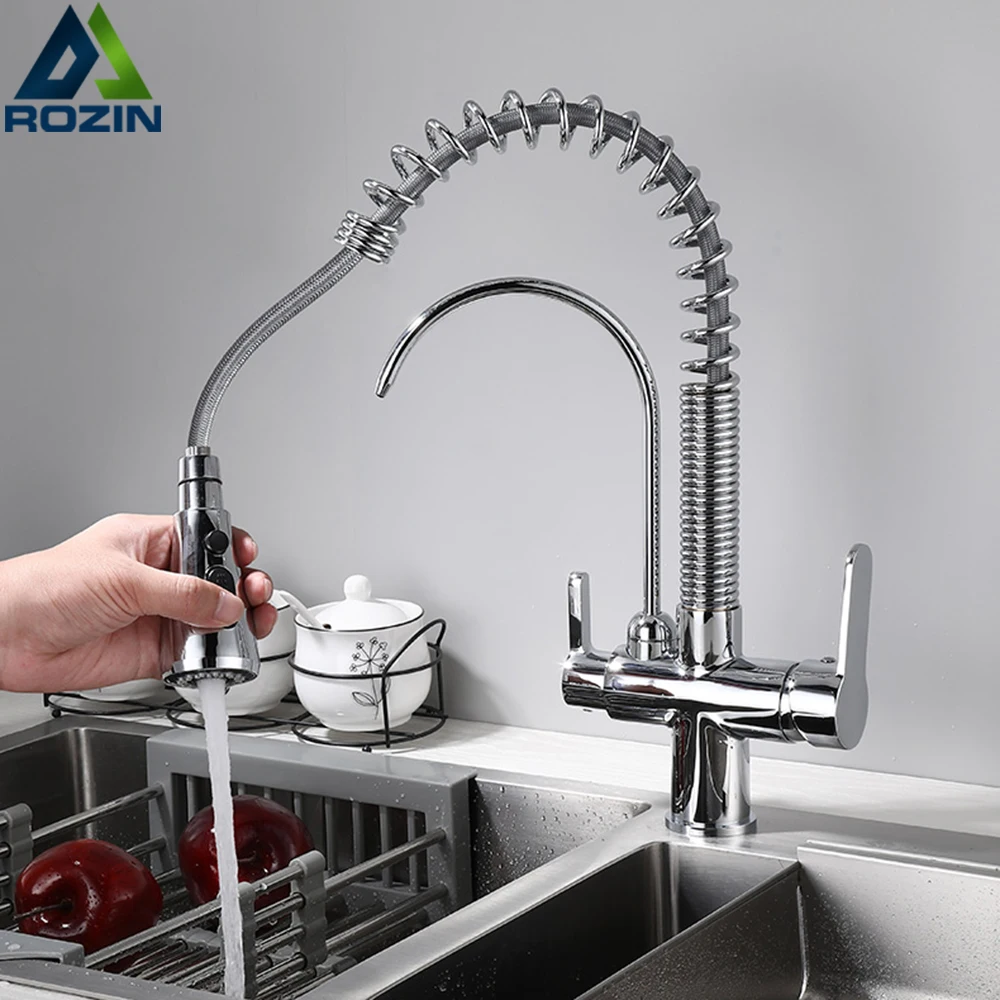 Смеситель для кухонной раковины с двойным поворотным носиком смеситель горячей