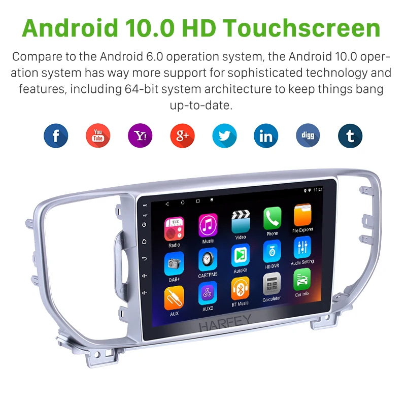 Harfey Android 10 0 Автомобильный GPS Радио HD сенсорный мультимедийный плеер для KIA KX5 Spotage