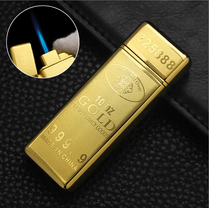 Креативная турбо фонарь с синим пламенем Бутановая надувная газовая зажигалка