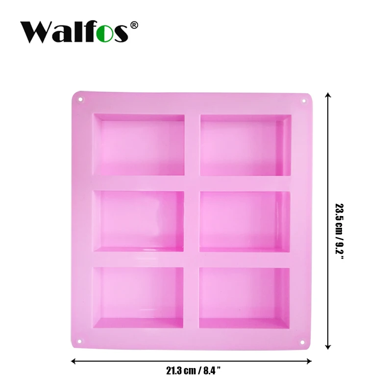 Pink WALFOS 6 полости силиконовая форма для изготовления мыла 3D Обычная форма для мыла Прямоугольная форма для мыла ручной работы - Цвет: Pink