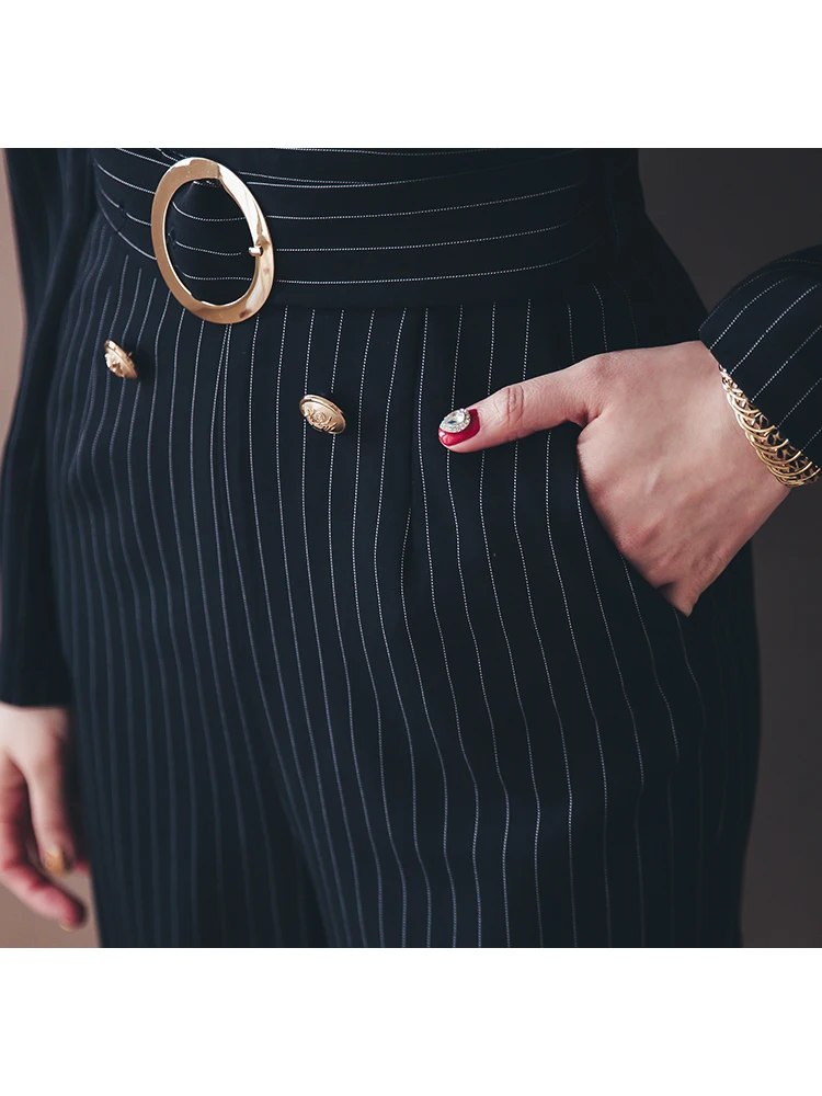 Комбинезон женский в полоску элегантный офисный костюм для работы спортивный с