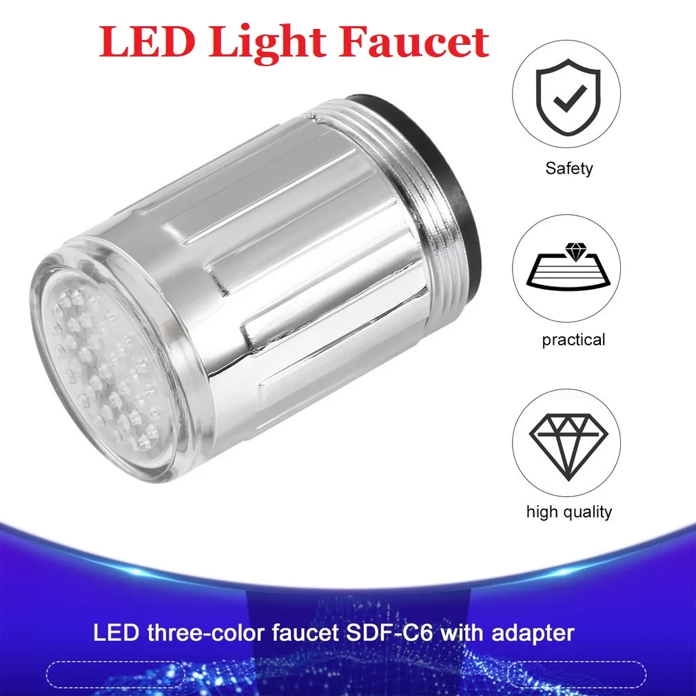 

LED Light Faucet LED Water Faucet Changing Glow Kitchen Shower Tap Water Saving Novelty Luminous Faucet In stock