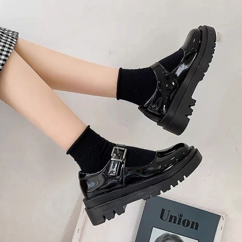 

XZ0049 Lolita shoes platform High Heels Shoes Women Pumps Fashion Patent Leather Platform Shoes Woman Round Toe Mary Jane Shoes