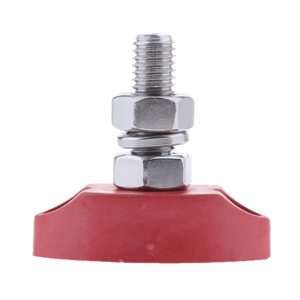 

8pcs 6mm Stainless Steel Single Stud Power Junction Block - Red & Black