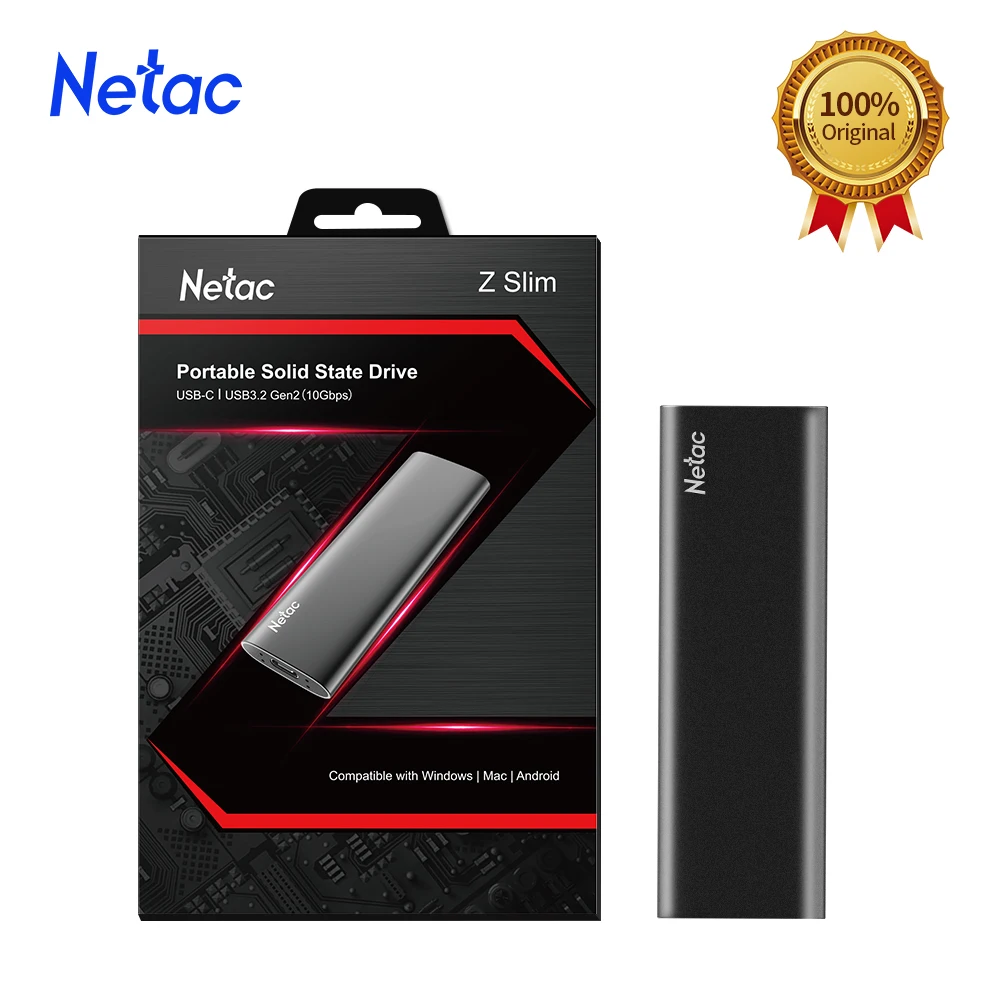 Netac ZSlim Портативный внешний SSD 1 ТБ 500GB 250GB жесткий диск HDD твердотельный накопитель