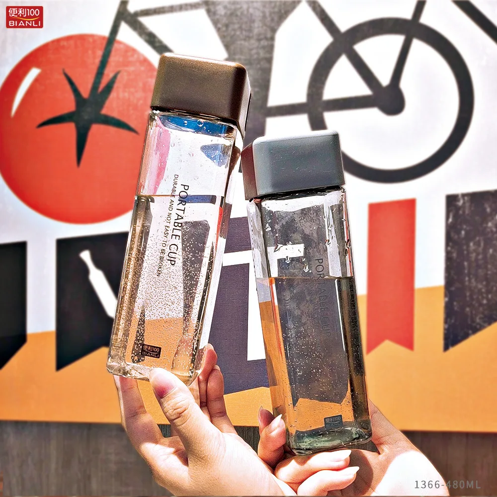 Новая Квадратная бутылка для воды портативная пластиковая прозрачная