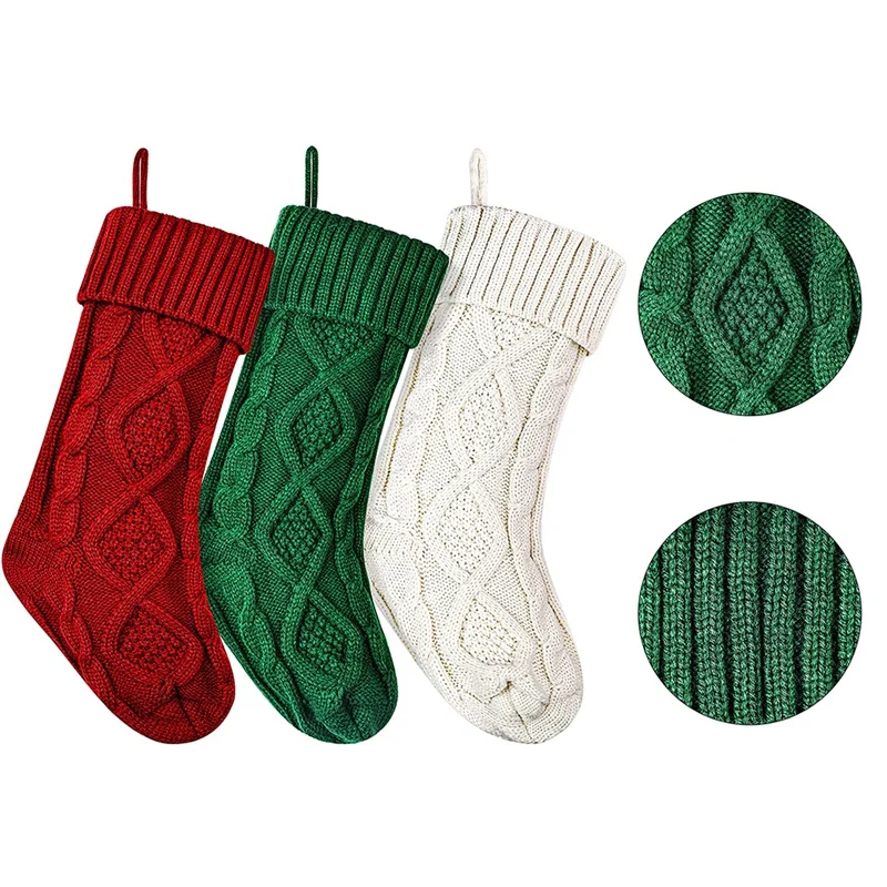 

Christmas Stockings Large Knitted Xmas Stocking 18 Inch Fireplace Hanging Stockings for Family Holiday Decoration