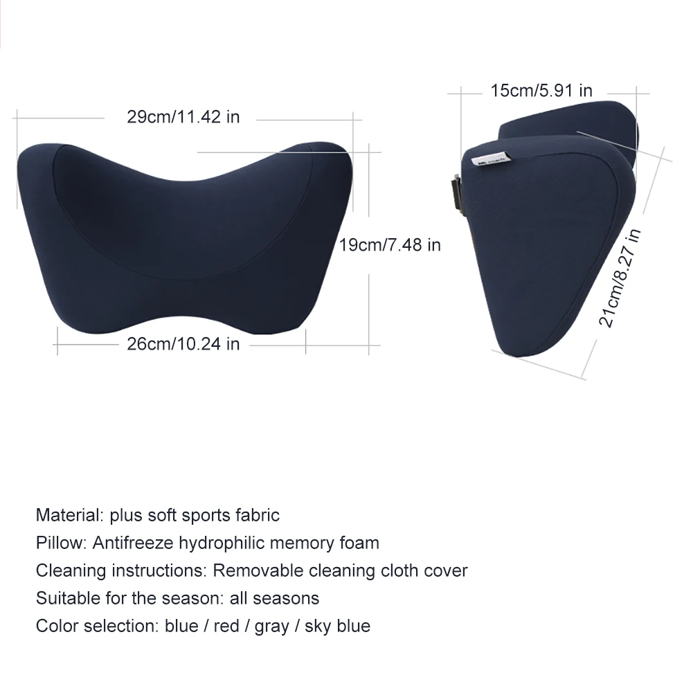 

New Car Headrest Neck Pillow Seat Chair Auto Memory Foam Cotton Mesh Cushion Fabric Cover Soft Head Rest Travel Office Support