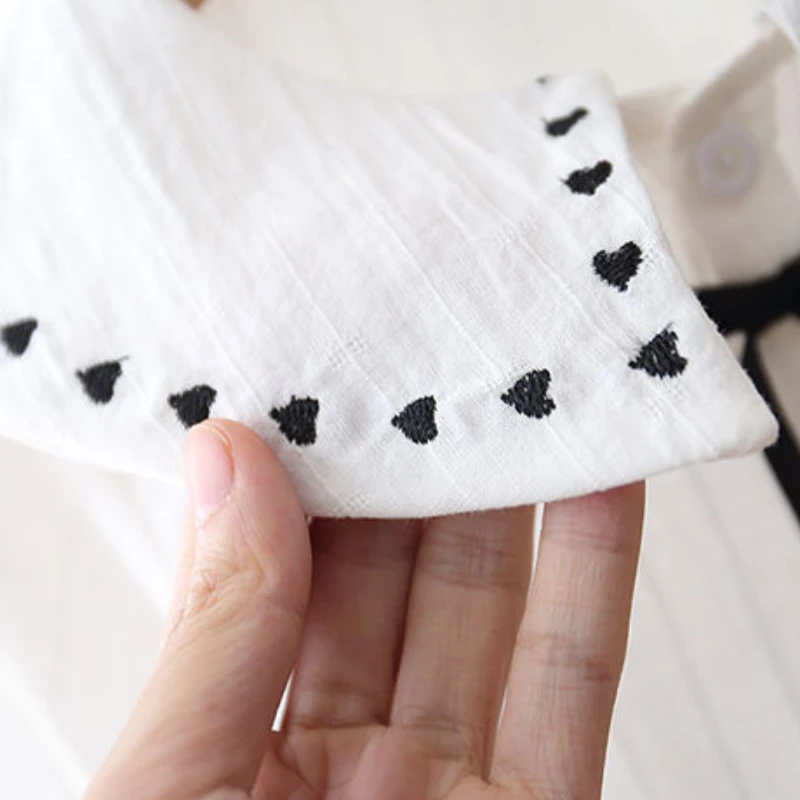 Весенняя рубашка ярких цветов для маленьких девочек хлопковая блузка в горошек с