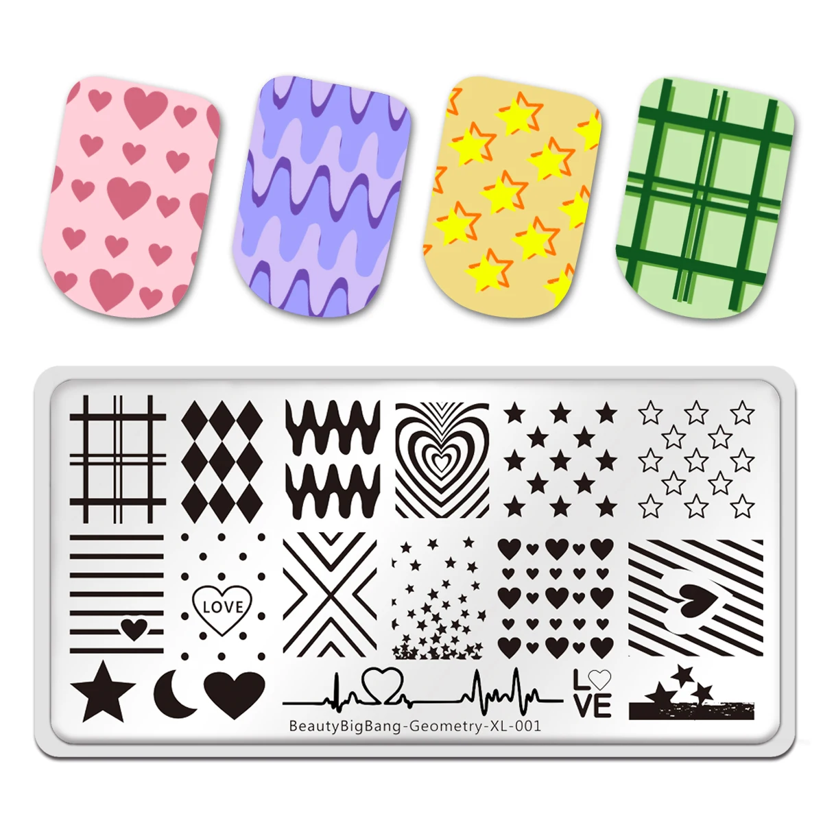 

BeautyBigBang Геометрическая Смешанная тема пластина для стемпинга ногтей DIY Дизайн ногтей шаблон для украшения