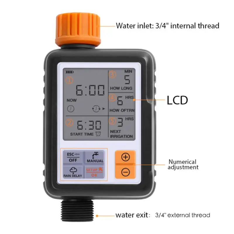 

Automatic Irrigation Water Timer Lcd Screen Sprinkler Controller Outdoor Garden Waterproof Watering Timer Device Controller Tool