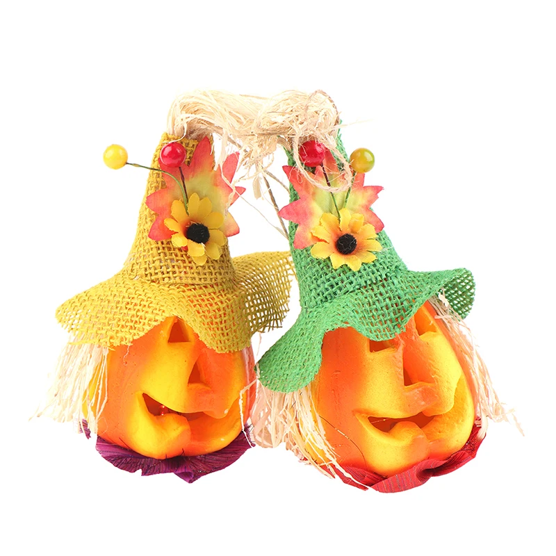 Светодиодный подвесной ночник на Хэллоуин ажурный фонарь в виде тыквы с шляпой