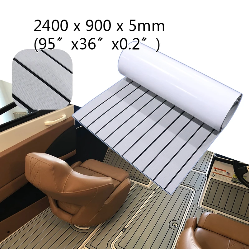 EVA Foam Teak Decking Sheet 90X240cm Gray Black Yacht Marine Carpet Flooring Mat No Skid Self Adhesive Sea Deck Boat Accessories