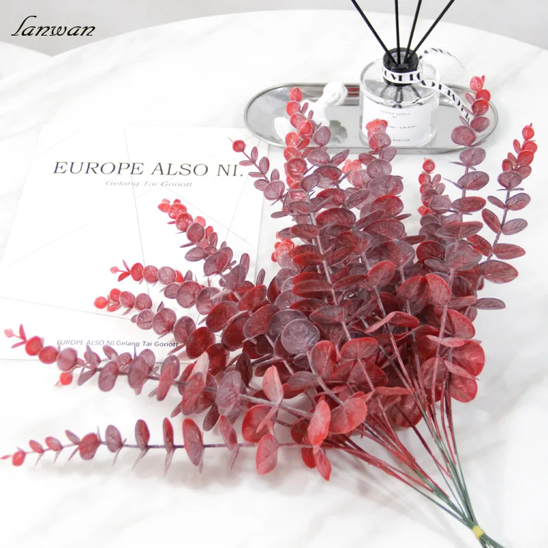 10 шт. Искусственные пластиковые листья эвкалипта для украшения стен свадебных