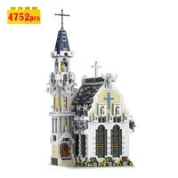 moc medieval church building construction kit for adults retro city street view constructor blocks brick assembling kids toys