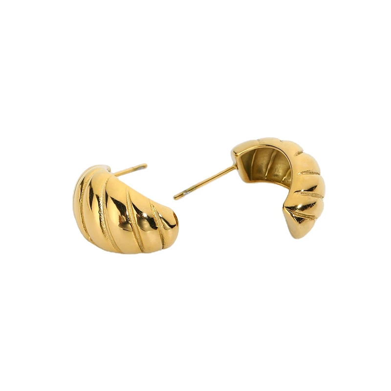 

Big Size Croissant Stud Earrings For Women Creative 18K Gold Plated Stainless Steel Post Earrings Fashion Women Jewelry Gift
