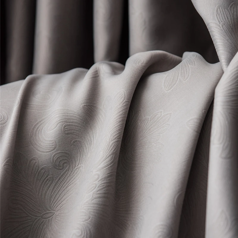 Занавески для спальни плотные серые с 3d-гравировкой JS266C | Дом и сад