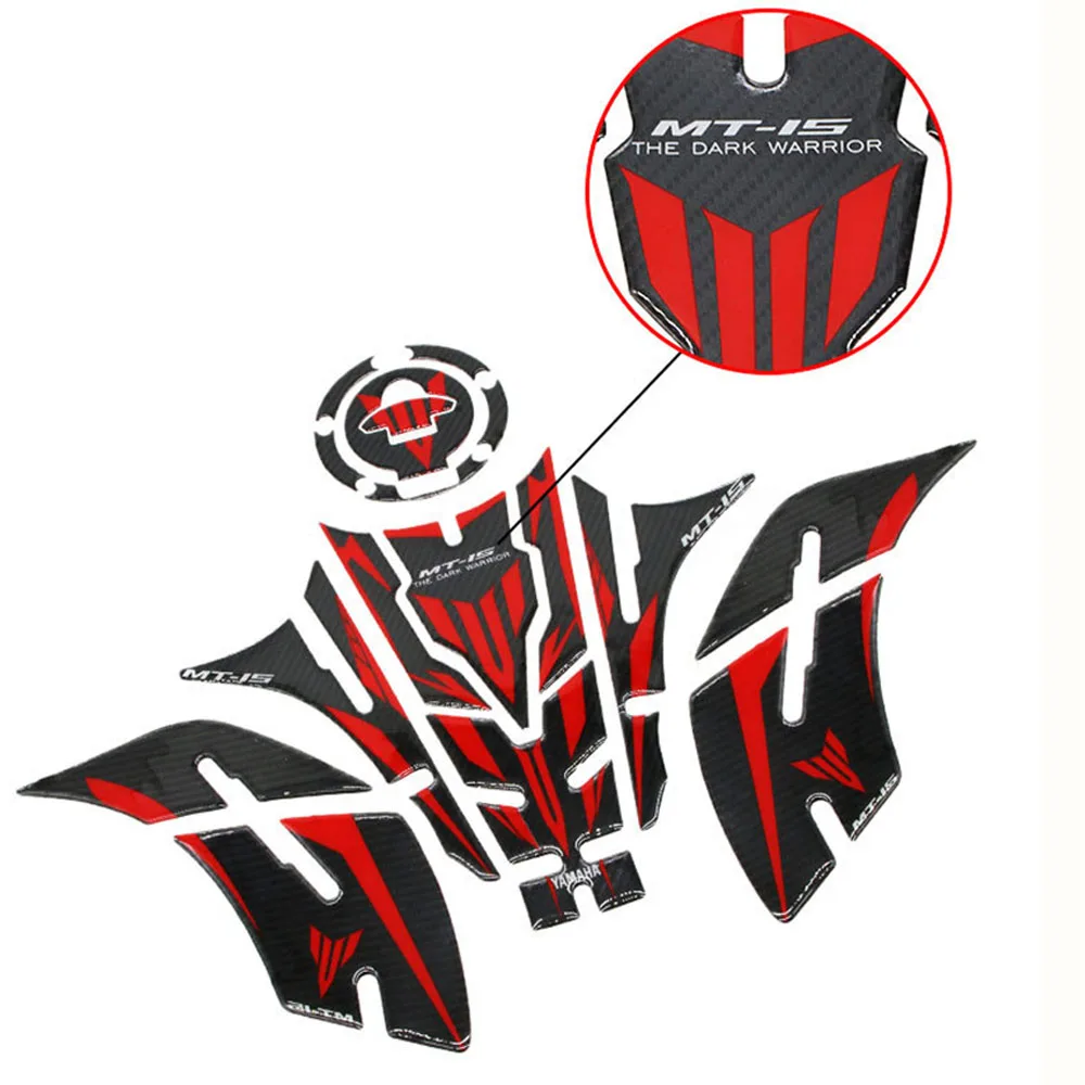 Yamaha MT15 19-21 fuel tank stickers full set of 3D carbon fiber pattern protection non-slip anti-scratch | Автомобили и
