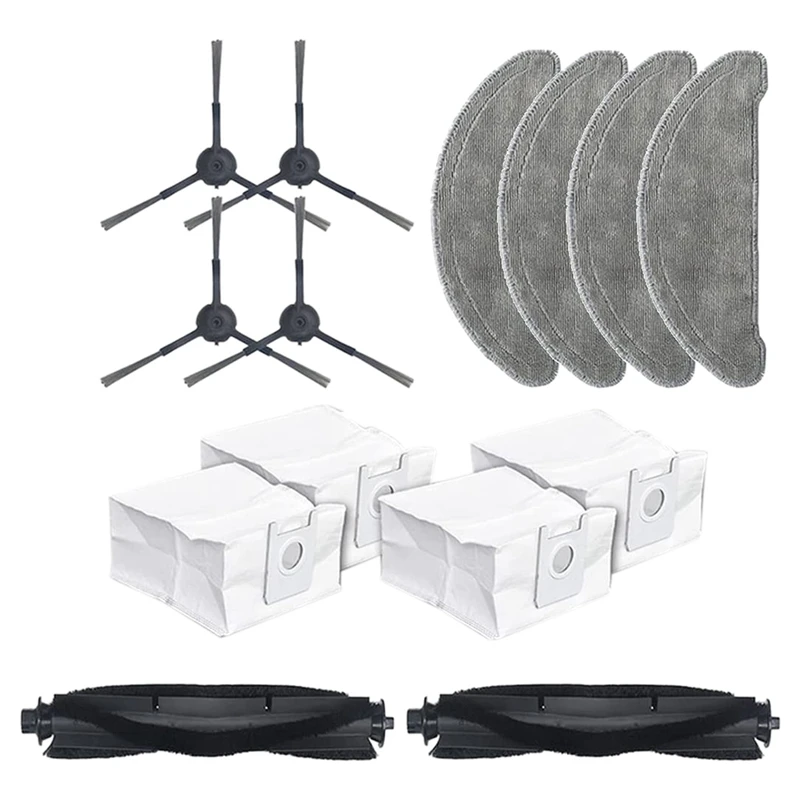 

For Roidmi EVE Plus Robot Vacuum Cleaner Replacement Parts Dust Bag Mops Cloth Roller Brush Side Brush 14 Pcs
