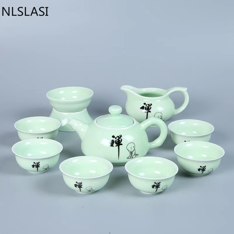 

Azure ceramic hand-painted tea set Tea set tea with blue and white porcelain teapot celadon bowl gift water drink set
