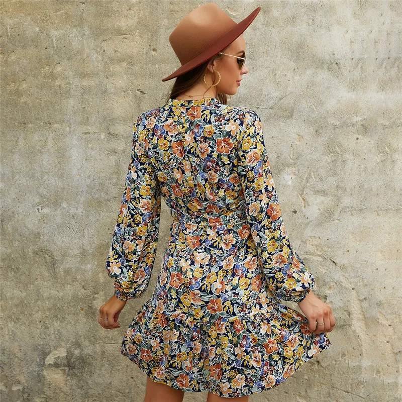 

Women Dress 2021 Autumn Long Sleeve Korean Style Dress Print Plus Size Casual Fashion