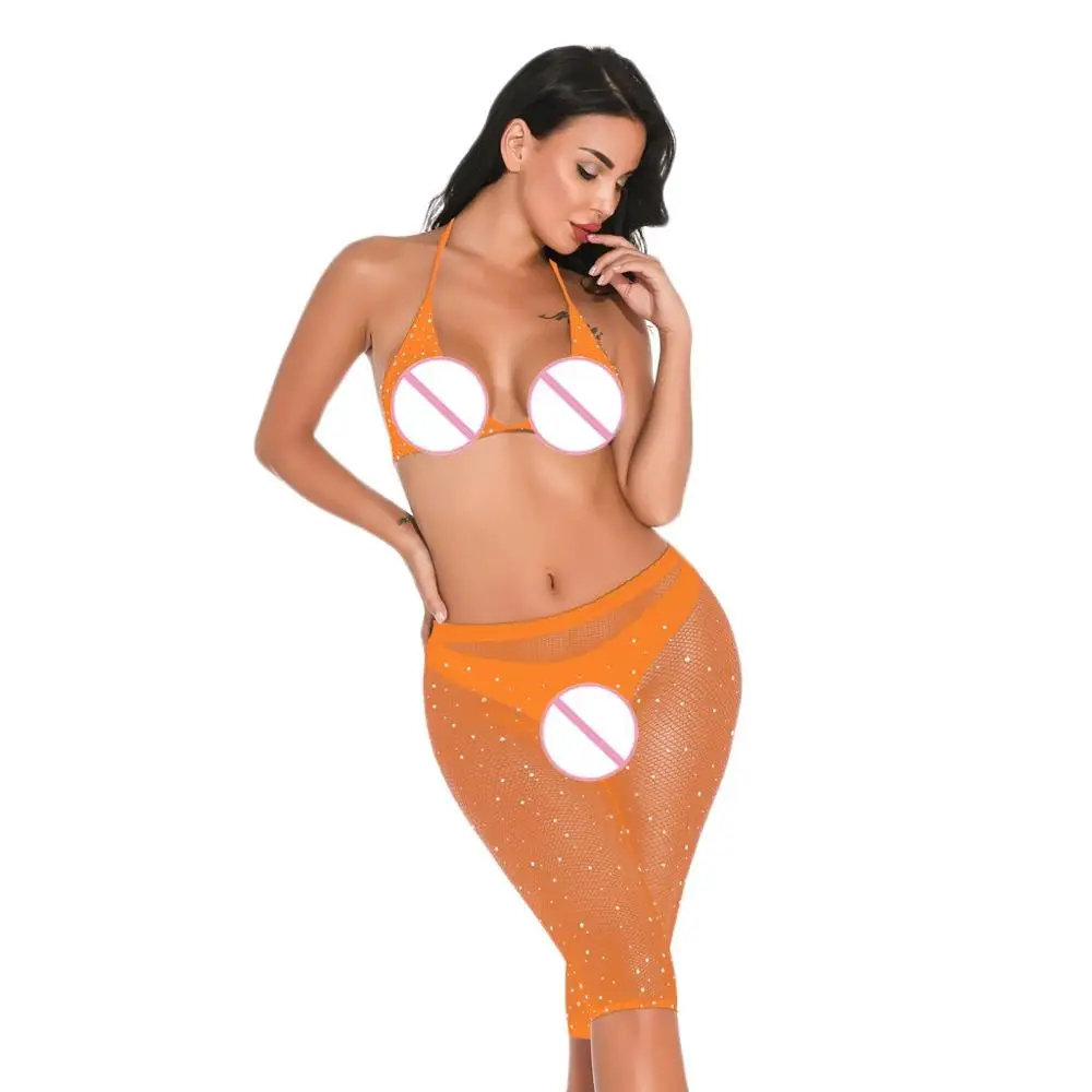 Женский сексуальный комплект нижнего белья в сеточку модное однотонное ажурное