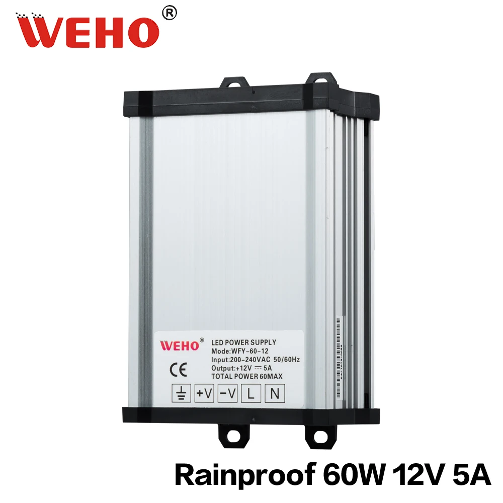 

WFY Series 220vac To 12vdc 60W 100W 250W 300W & 24V dv Constant Voltage Rainproof Power Supply With CE ROHS approved