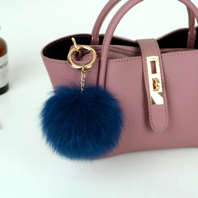 Настоящее большой Лисий меховой помпон брелок пушистый кулон Для женщин Шарм