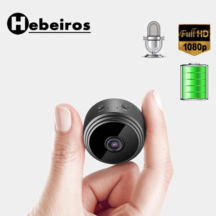 Hebeiros HD 1080 P ультра мини размер Магнитная база портативная Wifi ip-камера со встроенным аккумулятором Поддержка TF карта AP режим