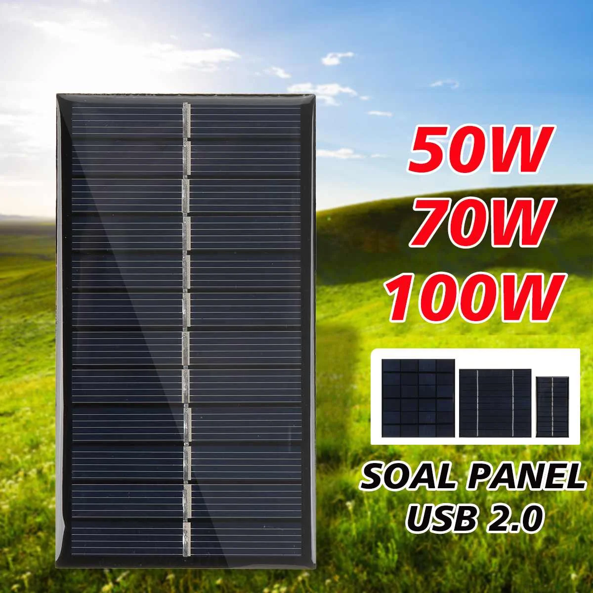 

100W 6V Solar Panel USB Solar System DIY Battery For Mobile Cell Phone Charger Car RV Boat Home Outdoor Power Bank Charging