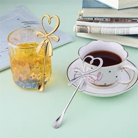 creative stainless steel golden flower spoon_coffee spoon_cute long handle hanging cup stirring spoon stirring teaspoon