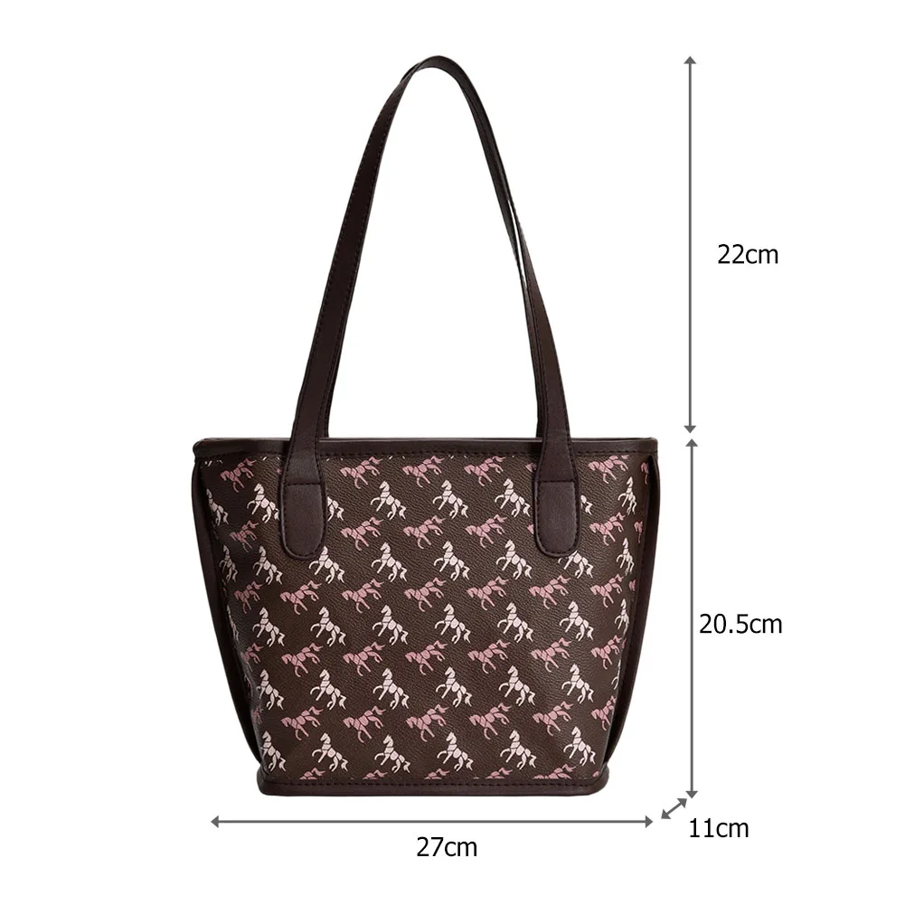 

Fashion Women Horse Pattern Shoulder Top-handle Bag PU Leather Female Casual Portable Shopping Travel Handbag Bolsa Feminina