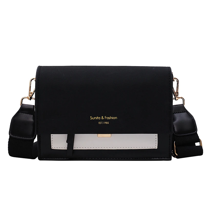 

Women Contrast Color mini handbags fashion ultra fire retro wide shoulder strap messenger bag purse Simple style Crossbody Bags