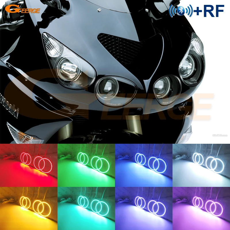 

Для Kawasaki Ninja ZX14 zx14r ZZR1400 2006-2011 BT App RF пульт дистанционного управления многоцветный ультра яркий RGB LED Ангельские Глазки комплект