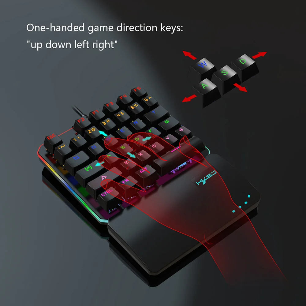 

V200 Replacement for PUBG LOL Gamer Keyboard 8 Backlit Mode Green Axis 35Keys Mechanical Keyboards Mini USB Wired Keypad