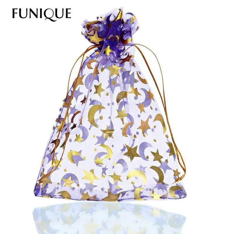 25 шт. 13 см x 18 фиолетовая Луна и звезда подарочные сумки из органзы мешочки для