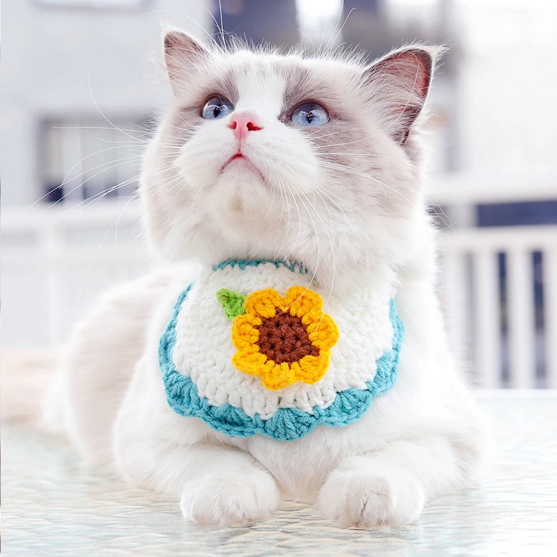 

Cat Scarf Crocheted Dog Pinny Bibs Pet Scarf Cute Kitten Accessories Puppy Neck Strap Yorkie Bengal Mainecoon