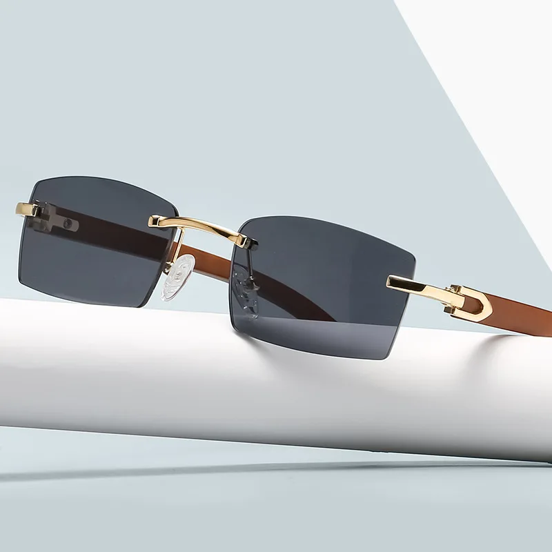 

2021 ДПЗ модные Элитный бренд прямоугольные солнечные очки, винтажные стимпанк без оправы градиентный мужские солнцезащитные очки Gafas De Sol ...