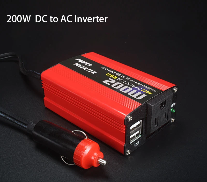 

200W Car Power Inverter DC 12v to AC 220v/AC 110v Converter Usb Charger Adapter Portable Cigarette Lighter Power Supply Inverter